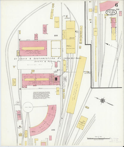Sanborn Fire Insurance Map from Tyler, Smith County, Texas (1919), Sheet #0006 - Complete Map Set gallery image, historic Sanborn map, vintage wall art, Texas Texas
