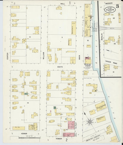 Sanborn Fire Insurance Map from Huron, Erie County, Ohio (1901), Sheet #0003 - Complete Map Set gallery image, historic Sanborn map, vintage wall art, Ohio Ohio