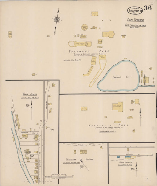 Sanborn Fire Insurance Map from Shamokin, Northumberland County, Pennsylvania (1922), Sheet #0036 - Historic Sanborn Fire Insurance Map Print, vintage old map wall art, antique decor, genealogy gift, Pennsylvania Pennsylvania map