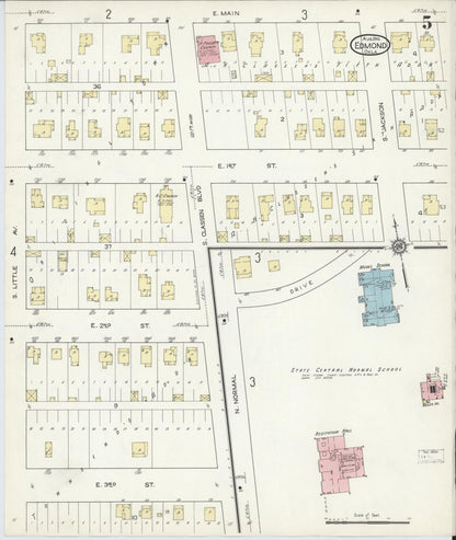 Sanborn Fire Insurance Map from Edmond, Oklahoma County, Oklahoma (1914), Sheet #0005 - Complete Map Set gallery image, historic Sanborn map, vintage wall art, Edmond Oklahoma