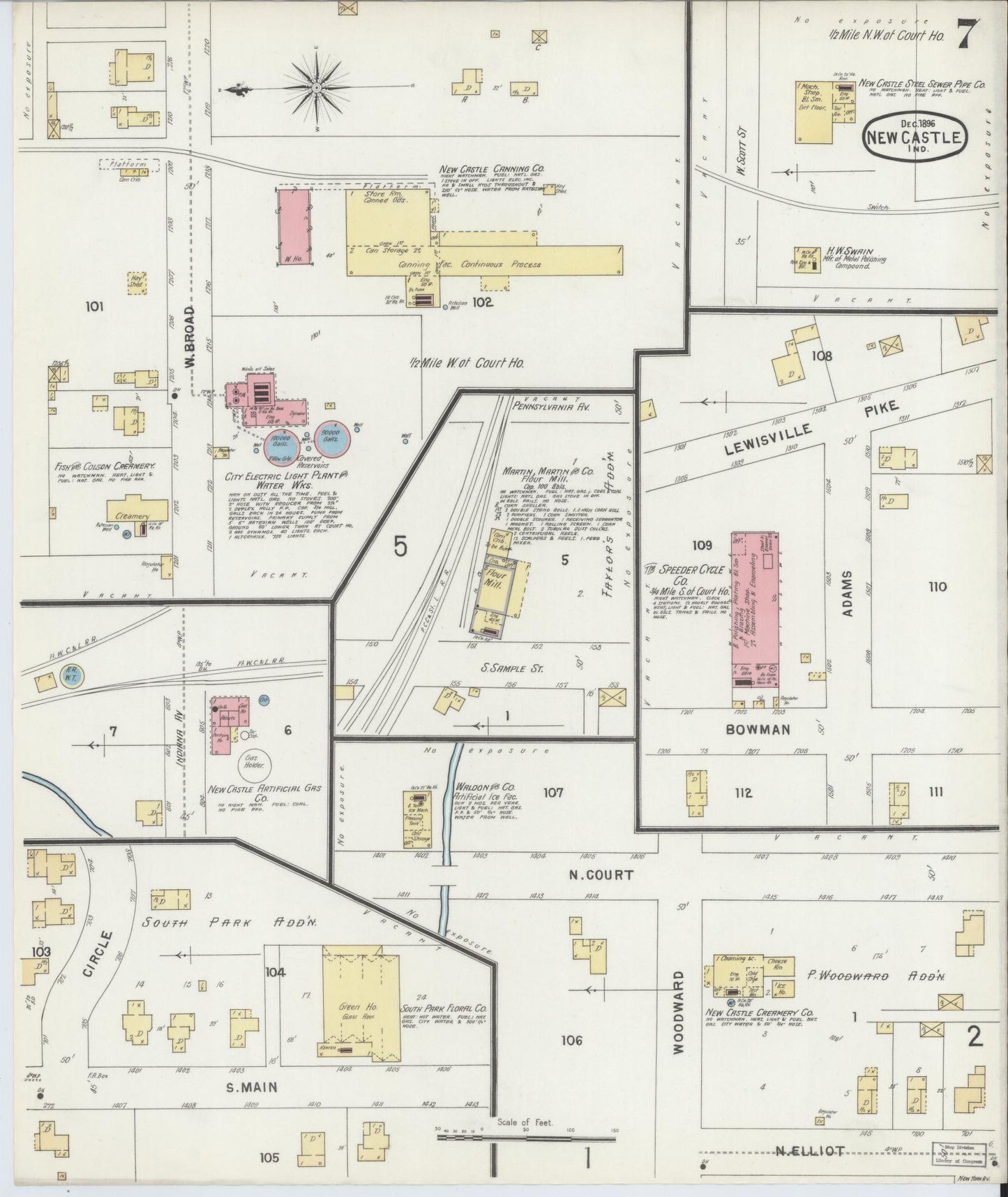 Sanborn Fire Insurance Map from New Castle, Henry County, Indiana (1896), Sheet #0007 - Complete Map Set gallery image, historic Sanborn map, vintage wall art, Indiana Indiana