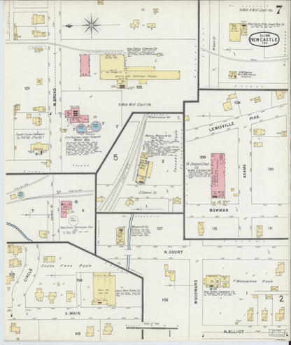 Sanborn Fire Insurance Map from New Castle, Henry County, Indiana (1896), Sheet #0007 - Complete Map Set gallery image, historic Sanborn map, vintage wall art, Indiana Indiana