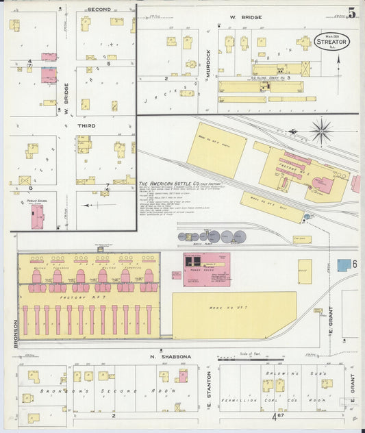 Sanborn Fire Insurance Map from Streator, La Salle County, Illinois (1909), Sheet #0005 - Historic Sanborn Fire Insurance Map Print, vintage old map wall art, antique decor, genealogy gift, Illinois Illinois map
