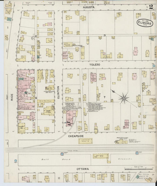 Sanborn Fire Insurance Map from Elmore, Ottawa County, Ohio (1888), Sheet #0002 - Historic Sanborn Fire Insurance Map Print, vintage old map wall art, antique decor, genealogy gift, Ohio Ohio map