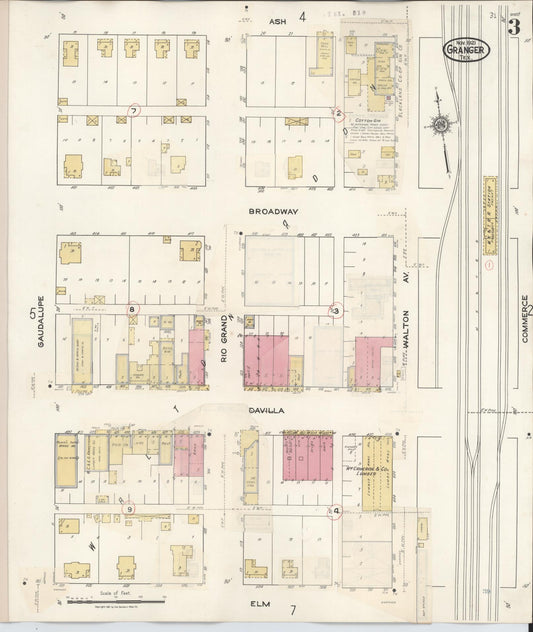 Sanborn Fire Insurance Map from Granger, Williamson County, Texas (1940), Sheet #0003 - Historic Sanborn Fire Insurance Map Print, vintage old map wall art, antique decor, genealogy gift, Texas Texas map