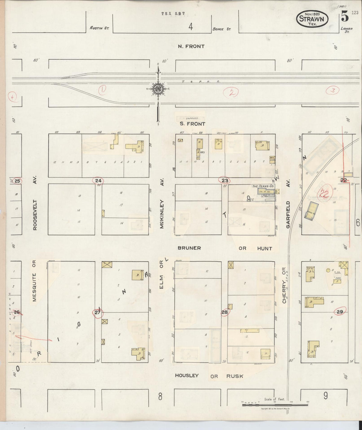 Sanborn Fire Insurance Map from Strawn, Palo Pinto County, Texas (1944), Sheet #0005 - Complete Map Set gallery image, historic Sanborn map, vintage wall art, Texas Texas