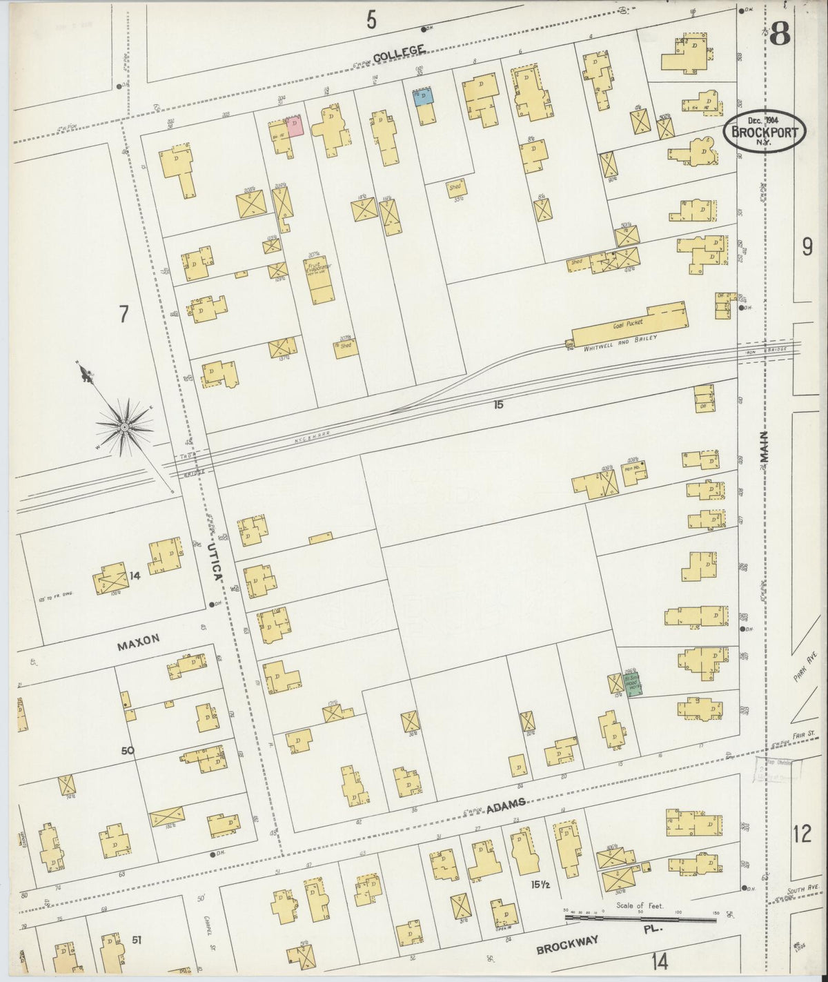 Sanborn Fire Insurance Map from Brockport, Monroe County, New York (1904), Sheet #0008 - Complete Map Set gallery image, historic Sanborn map, vintage wall art, New York New York