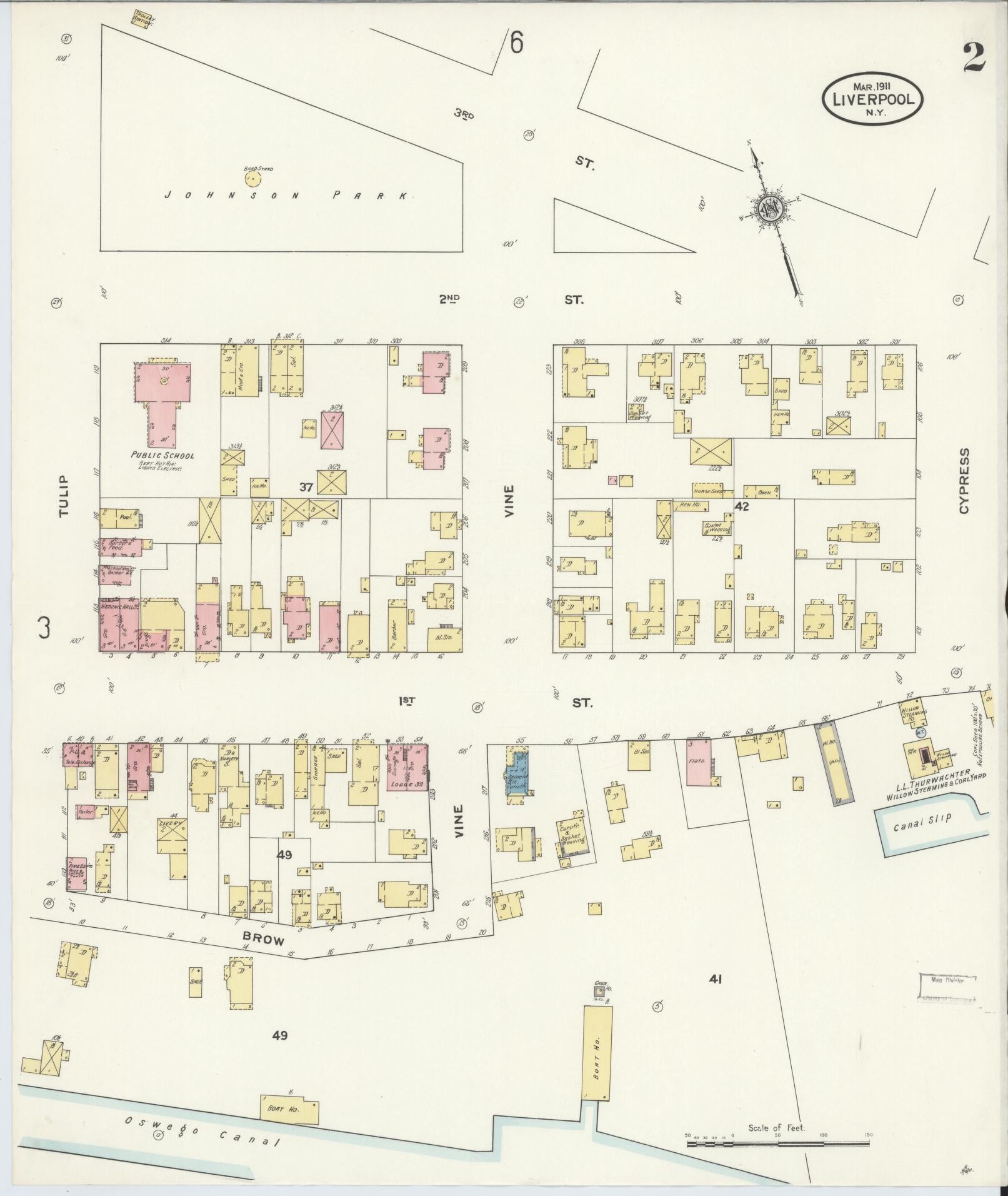 Sanborn Fire Insurance Map from Liverpool, Onondaga County, New York (1911), Sheet #0002 - Historic Sanborn Fire Insurance Map Print, vintage old map wall art, antique decor, genealogy gift, New York New York map