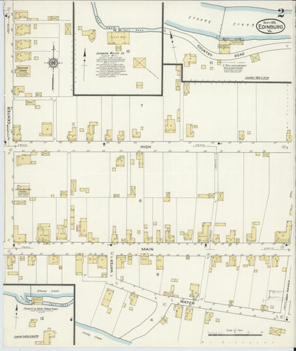 Sanborn Fire Insurance Map from Edinburg, Shenandoah County, Virginia (1915), Sheet #0002 - Historic Sanborn Fire Insurance Map Print, vintage old map wall art, antique decor, genealogy gift, Virginia Virginia map