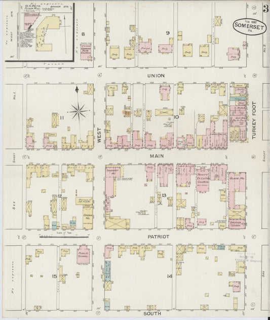 Sanborn Fire Insurance Map from Somerset, Somerset County, Pennsylvania (1887), Sheet #0003 - Historic Sanborn Fire Insurance Map Print, vintage old map wall art, antique decor, genealogy gift, Pennsylvania Pennsylvania map