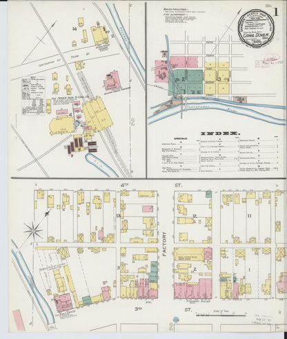 Sanborn Fire Insurance Map from Canal Dover, Tuscarawas County, Ohio (1893), Sheet #0001 - Historic Sanborn Fire Insurance Map Print, vintage old map wall art, antique decor, genealogy gift, Ohio Ohio map