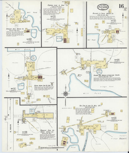 Sanborn Fire Insurance Map from Picher, Ottawa County, Oklahoma (1920), Sheet #0016 - Complete Map Set gallery image, historic Sanborn map, vintage wall art, Oklahoma Oklahoma