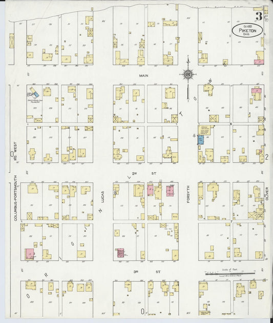 Sanborn Fire Insurance Map from Piketon, Pike County, Ohio (1921), Sheet #0003 - Historic Sanborn Fire Insurance Map Print, vintage old map wall art, antique decor, genealogy gift, Ohio Ohio map