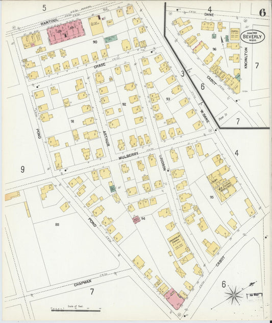 Sanborn Fire Insurance Map from Beverly, Essex County, Massachusetts (1901), Sheet #0006 - Historic Sanborn Fire Insurance Map Print, vintage old map wall art, antique decor, genealogy gift, Massachusetts Massachusetts map