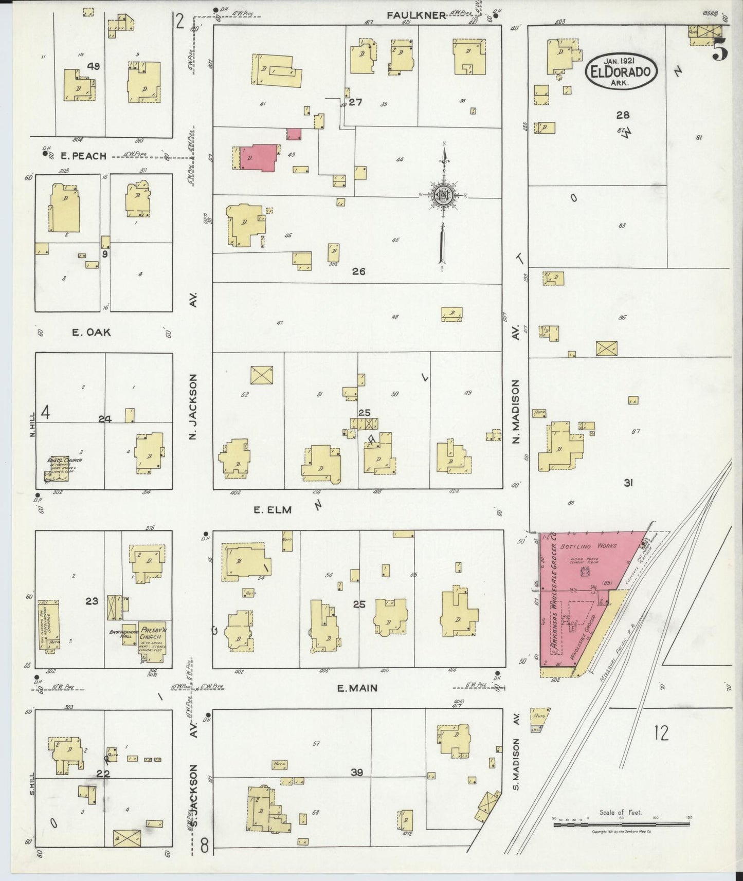 Sanborn Fire Insurance Map from El Dorado, Union County, Arkansas (1921), Sheet #0005 - Complete Map Set gallery image, historic Sanborn map, vintage wall art, Arkansas Arkansas