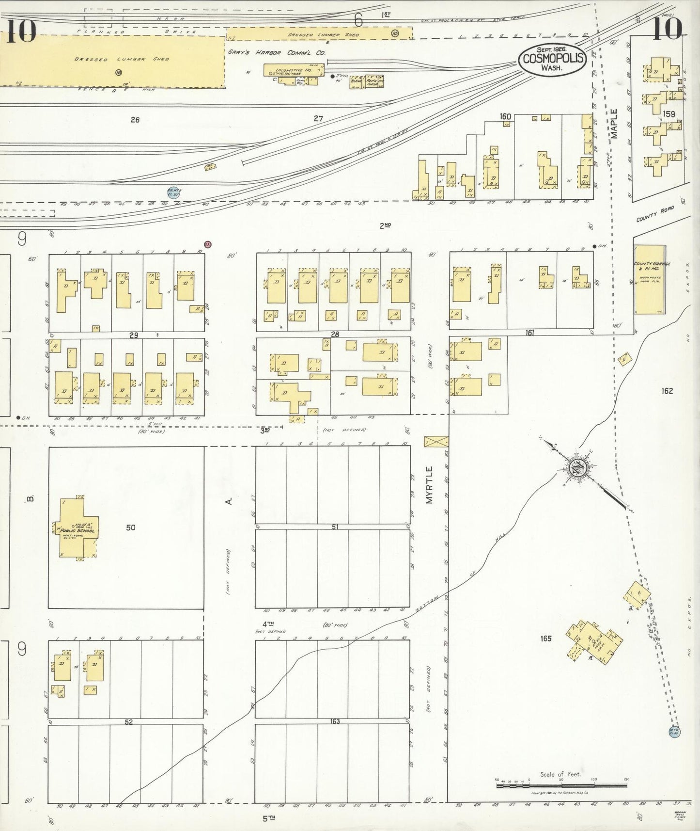 Sanborn Fire Insurance Map from Cosmopolis, Grays Harbor County, Washington (1926), Sheet #0010 - Complete Map Set gallery image, historic Sanborn map, vintage wall art, Washington Washington