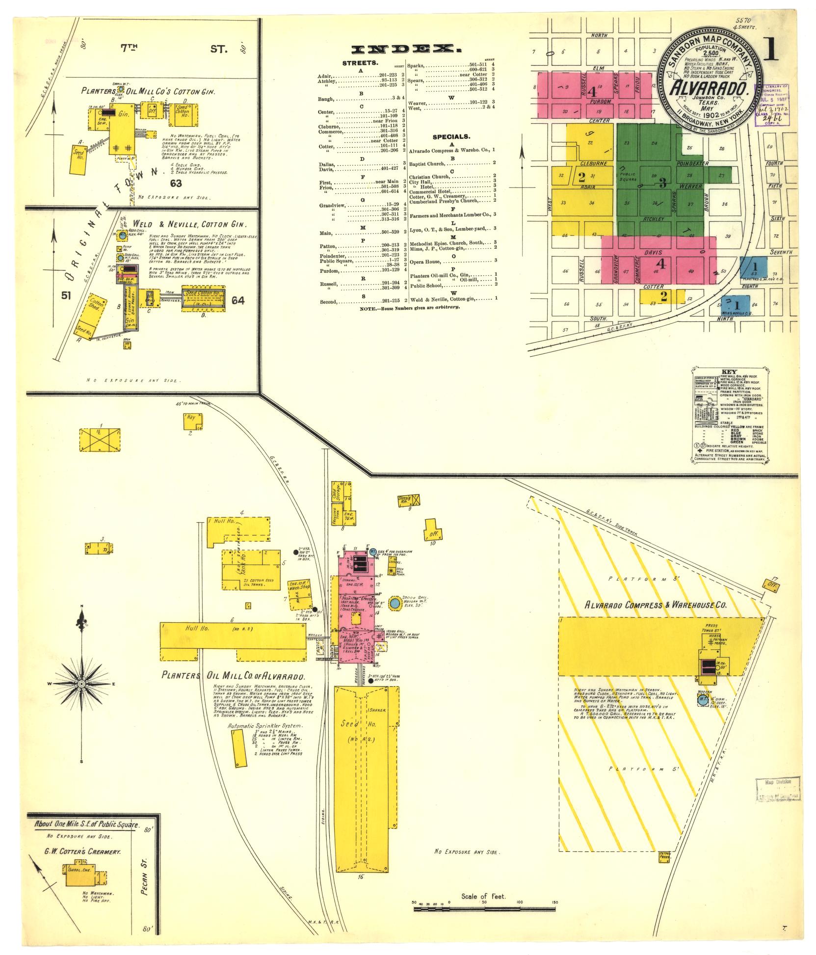 Sanborn Fire Insurance Map from Alvarado, Johnson County, Texas. (1902) – Historic Sanborn Fire Insurance Map Print