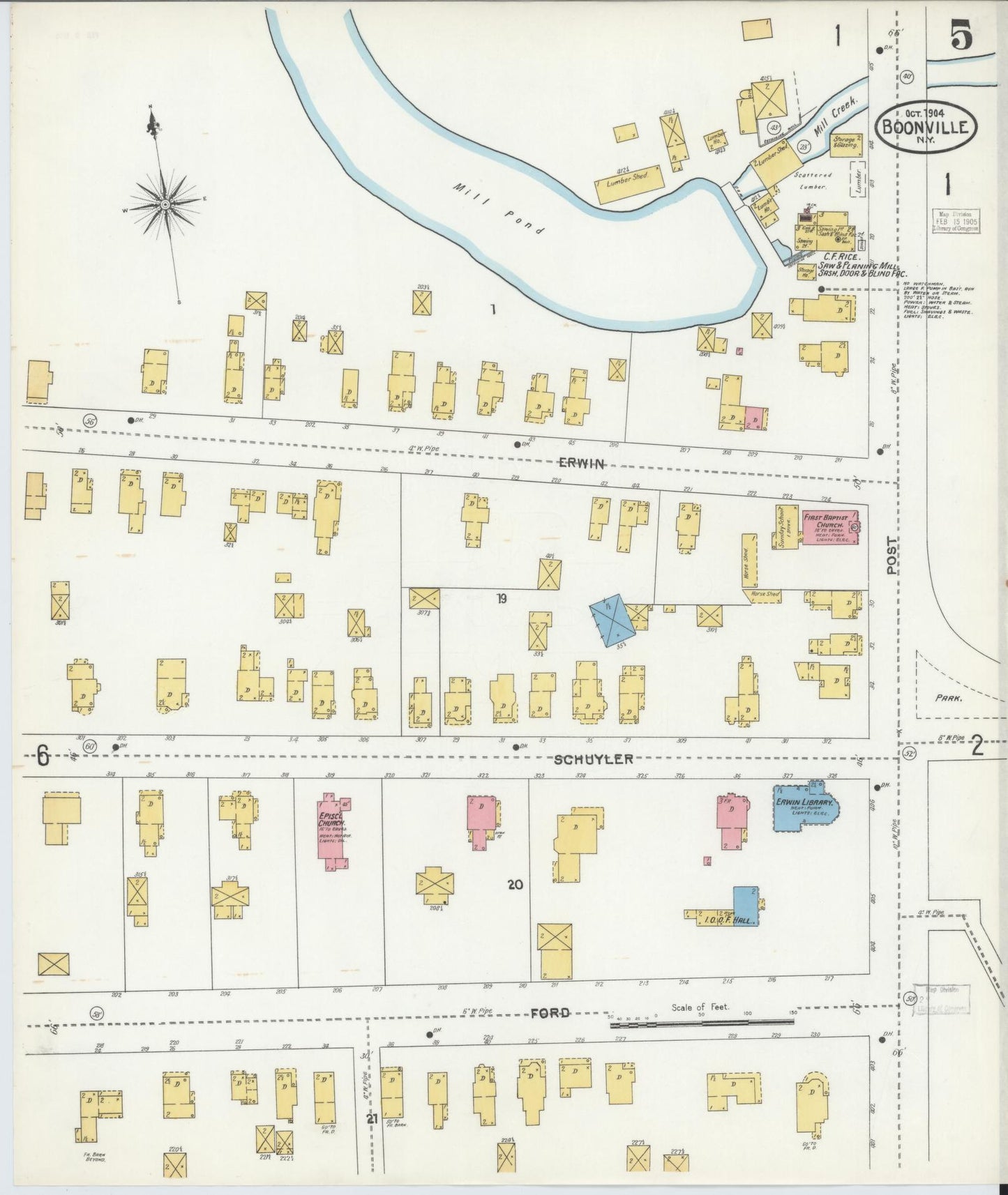 Sanborn Fire Insurance Map from Boonville, Oneida County, New York (1904), Sheet #0005 - Complete Map Set gallery image, historic Sanborn map, vintage wall art, New York New York