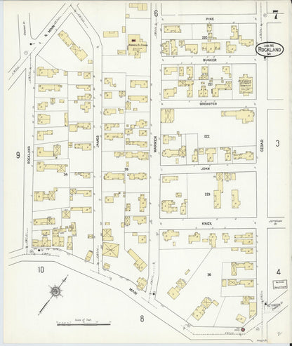 Sanborn Fire Insurance Map from Rockland, Knox County, Maine (1912), Sheet #0007 - Complete Map Set gallery image, historic Sanborn map, vintage wall art, Maine Maine