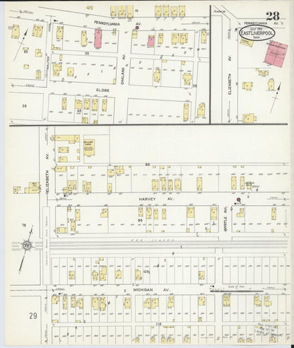 Sanborn Fire Insurance Map from East Liverpool, Columbiana County, Ohio (1913), Sheet #0028 - Complete Map Set gallery image, historic Sanborn map, vintage wall art, Ohio Ohio