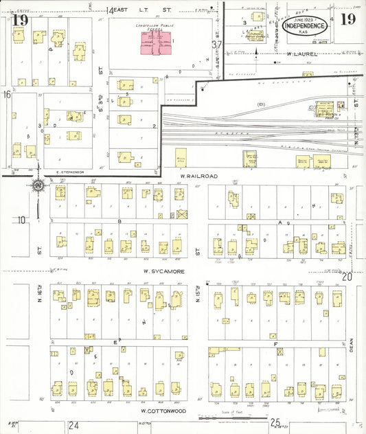 Sanborn Fire Insurance Map from Independence, Montgomery County, Kansas (1923), Sheet #0020 - Historic Sanborn Fire Insurance Map Print, vintage old map wall art, antique decor, genealogy gift, Kansas Kansas map