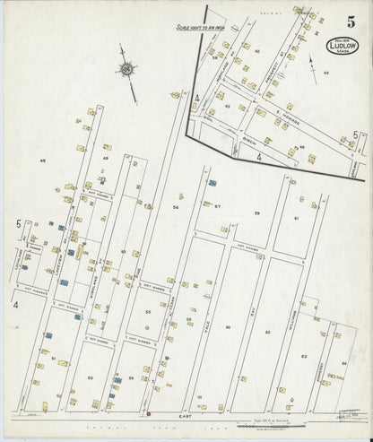 Sanborn Fire Insurance Map from Ludlow, Hampden County, Massachusetts (1919), Sheet #0005 - Complete Map Set gallery image, historic Sanborn map, vintage wall art, Massachusetts Massachusetts