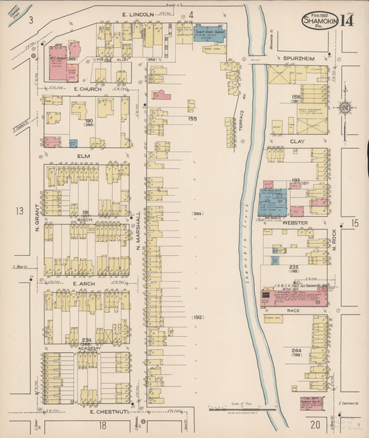 Sanborn Fire Insurance Map from Shamokin, Northumberland County, Pennsylvania (1922), Sheet #0014 - Historic Sanborn Fire Insurance Map Print, vintage old map wall art, antique decor, genealogy gift, Pennsylvania Pennsylvania map