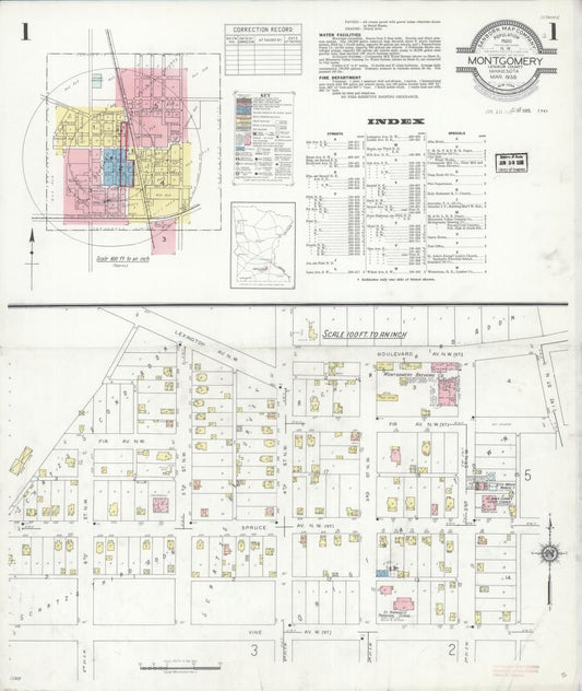 Sanborn Fire Insurance Map from Montgomery, Le Sueur  County, Minnesota. (1938) – Map View