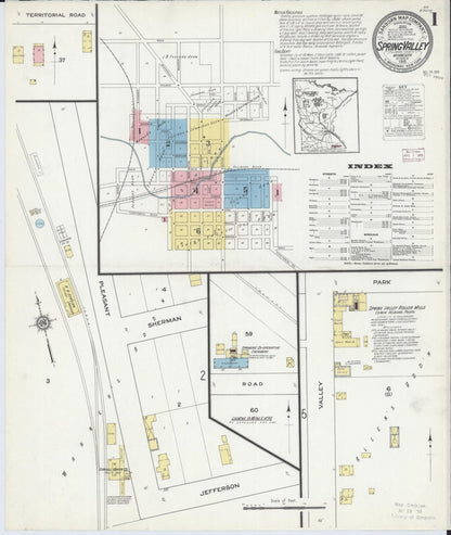 Sanborn Fire Insurance Map from Spring Valley, Fillmore County, Minnesota (1915), Sheet #0001 - Complete Map Set gallery image, historic Sanborn map, vintage wall art, Minnesota Minnesota