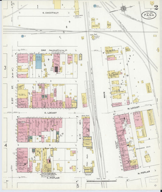 Sanborn Fire Insurance Map from Pana, Christian County, Illinois (1909), Sheet #0002 - Historic Sanborn Fire Insurance Map Print, vintage old map wall art, antique decor, genealogy gift, Illinois Illinois map