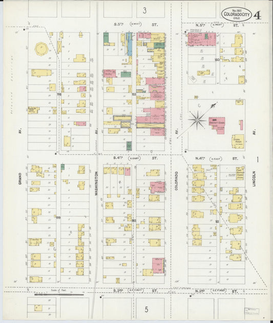 Sanborn Fire Insurance Map from Colorado City, El Paso County, Colorado (1902), Sheet #0004 - Historic Sanborn Fire Insurance Map Print, vintage old map wall art, antique decor, genealogy gift, Colorado Colorado map