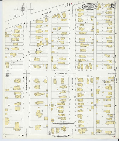 Sanborn Fire Insurance Map from Traverse City, Grand Traverse County, Michigan (1920), Sheet #0032 - Complete Map Set gallery image, historic Sanborn map, vintage wall art, Michigan Michigan