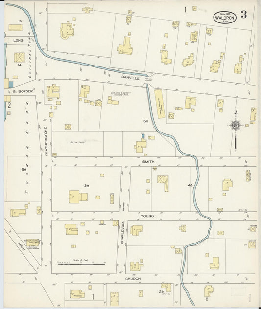 Sanborn Fire Insurance Map from Waldron, Scott County, Arkansas (1913), Sheet #0003 - Historic Sanborn Fire Insurance Map Print, vintage old map wall art, antique decor, genealogy gift, Arkansas Arkansas map