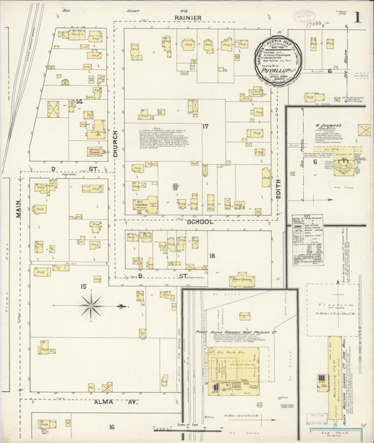 Sanborn Fire Insurance Map from Puyallup, Pierce County, Washington (1890), Sheet #0001 - Complete Map Set gallery image, historic Sanborn map, vintage wall art, Washington Washington