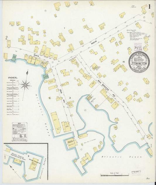 Sanborn Fire Insurance Map from Stonington, Hancock County, Maine (1908), Sheet #0001 - Historic Sanborn Fire Insurance Map Print, vintage old map wall art, antique decor, genealogy gift, Maine Maine map