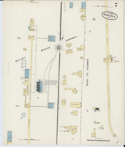 Sanborn Fire Insurance Map from Houghton, Houghton County, Michigan (1888), Sheet #0007 - Historic Sanborn Fire Insurance Map Print, vintage old map wall art, antique decor, genealogy gift, Michigan Michigan map