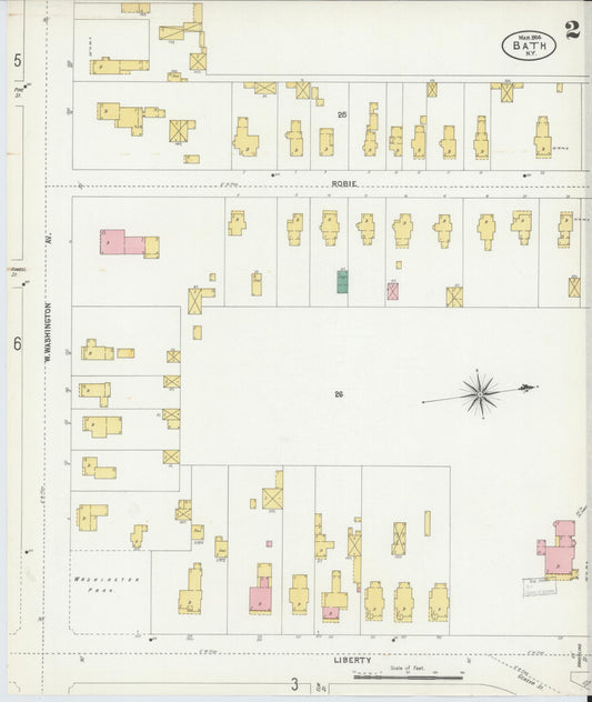 Sanborn Fire Insurance Map from Bath, Steuben County, New York (1904), Sheet #0002 - Historic Sanborn Fire Insurance Map Print, vintage old map wall art, antique decor, genealogy gift, New York New York map