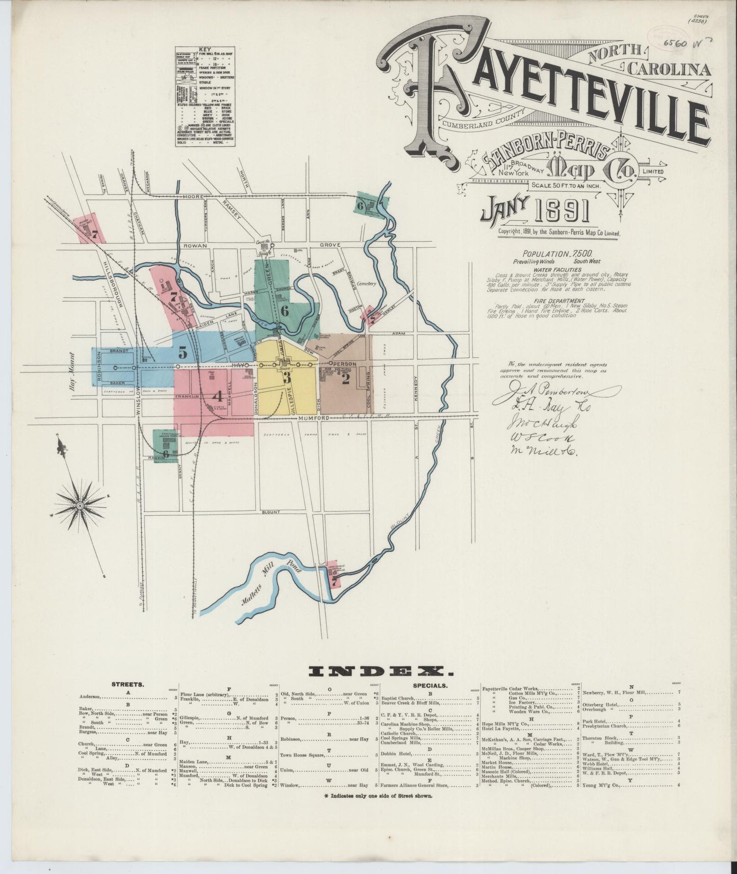 Sanborn Fire Insurance Map from Fayetteville, Cumberland County, North Carolina (1891), Sheet #0001 - Complete Map Set gallery image, historic Sanborn map, vintage wall art, North Carolina North Carolina