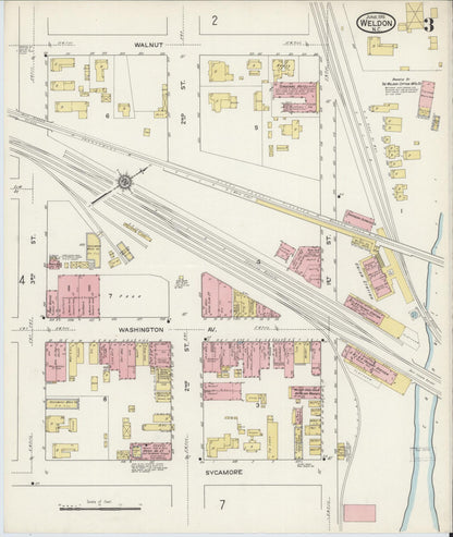 Sanborn Fire Insurance Map from Weldon, Halifax County, North Carolina (1915), Sheet #0003 - Complete Map Set gallery image, historic Sanborn map, vintage wall art, North Carolina North Carolina
