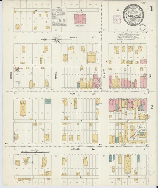 Sanborn Fire Insurance Map from Harvard, Clay County, Nebraska (1902), Sheet #0001 - Historic Sanborn Fire Insurance Map Print, vintage old map wall art, antique decor, genealogy gift, Nebraska Nebraska map