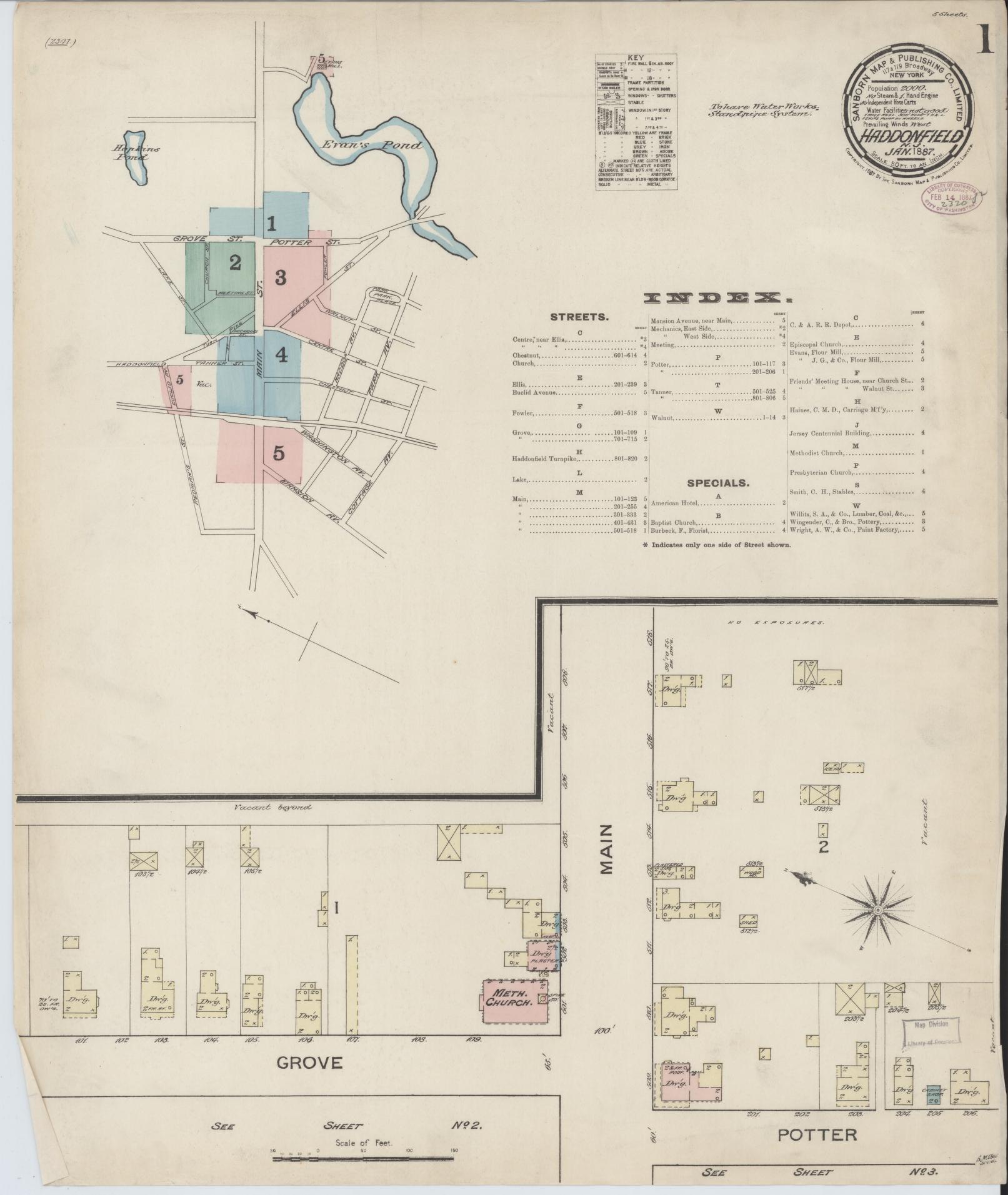 Sanborn Fire Insurance Map from Haddonfield, Camden County, New Jersey. (1887) – Historic Sanborn Fire Insurance Map Print