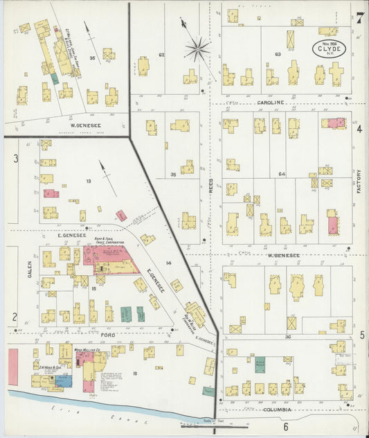 Sanborn Fire Insurance Map from Clyde, Wayne County, New York (1906), Sheet #0007 - Historic Sanborn Fire Insurance Map Print, vintage old map wall art, antique decor, genealogy gift, New York New York map