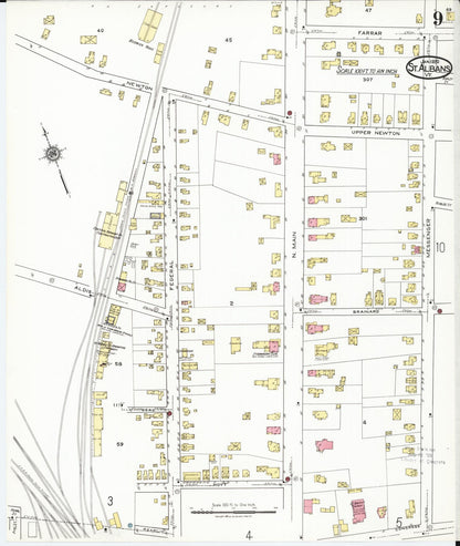Sanborn Fire Insurance Map from Saint Albans, Franklin County, Vermont (1920), Sheet #0009 - Complete Map Set gallery image, historic Sanborn map, vintage wall art, Vermont Vermont