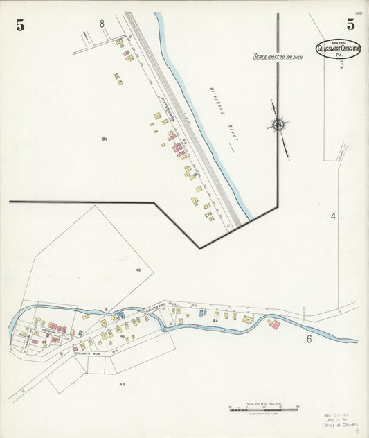 Sanborn Fire Insurance Map from Glassmere, Allegheny County, Pennsylvania (1924), Sheet #0005 - Historic Sanborn Fire Insurance Map Print, vintage old map wall art, antique decor, genealogy gift, Pennsylvania Pennsylvania map