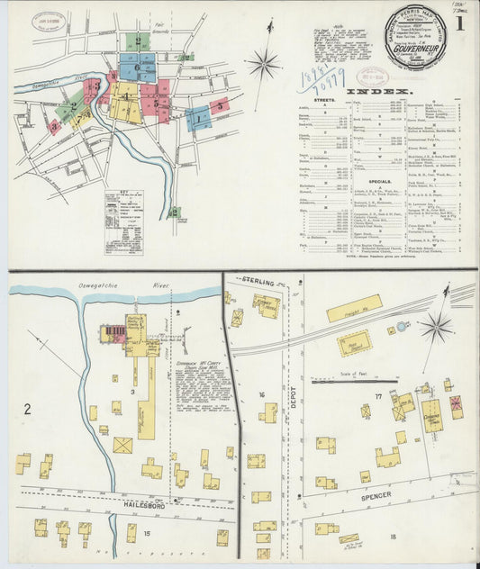 Sanborn Fire Insurance Map from Gouverneur, Saint Lawrence County, New York. (1898) – Historic Sanborn Fire Insurance Map Print