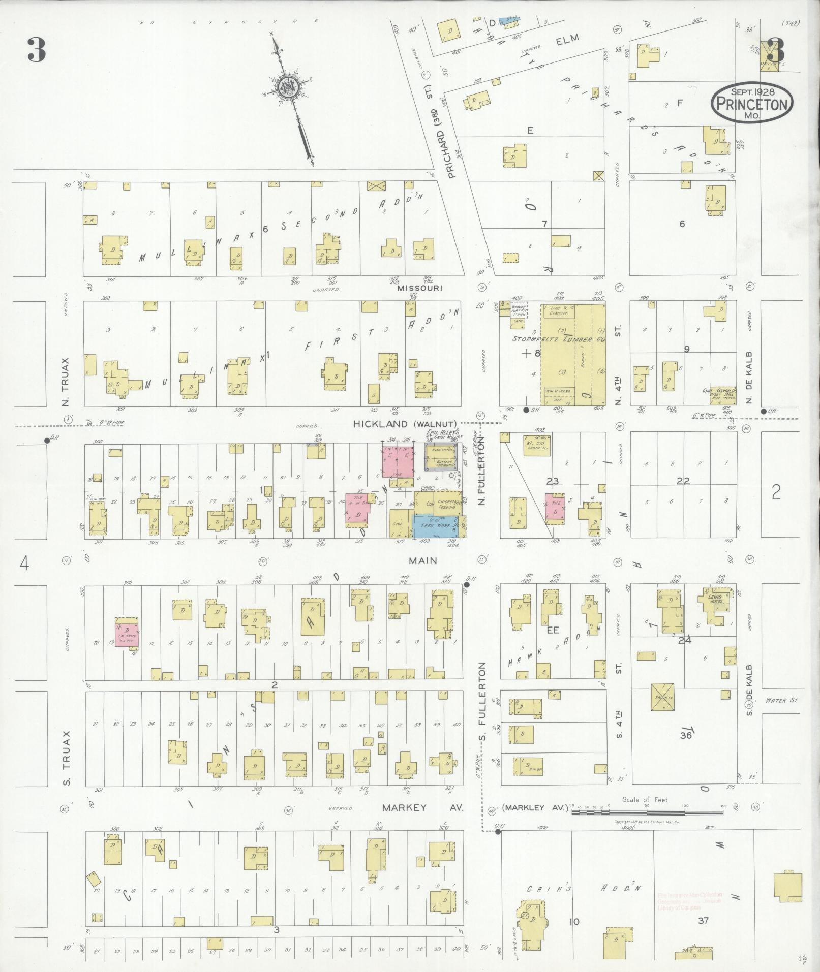 Sanborn Fire Insurance Map from Princeton, Mercer County, Missouri (1928), Sheet #0003 - Complete Map Set gallery image, historic Sanborn map, vintage wall art, Missouri Missouri