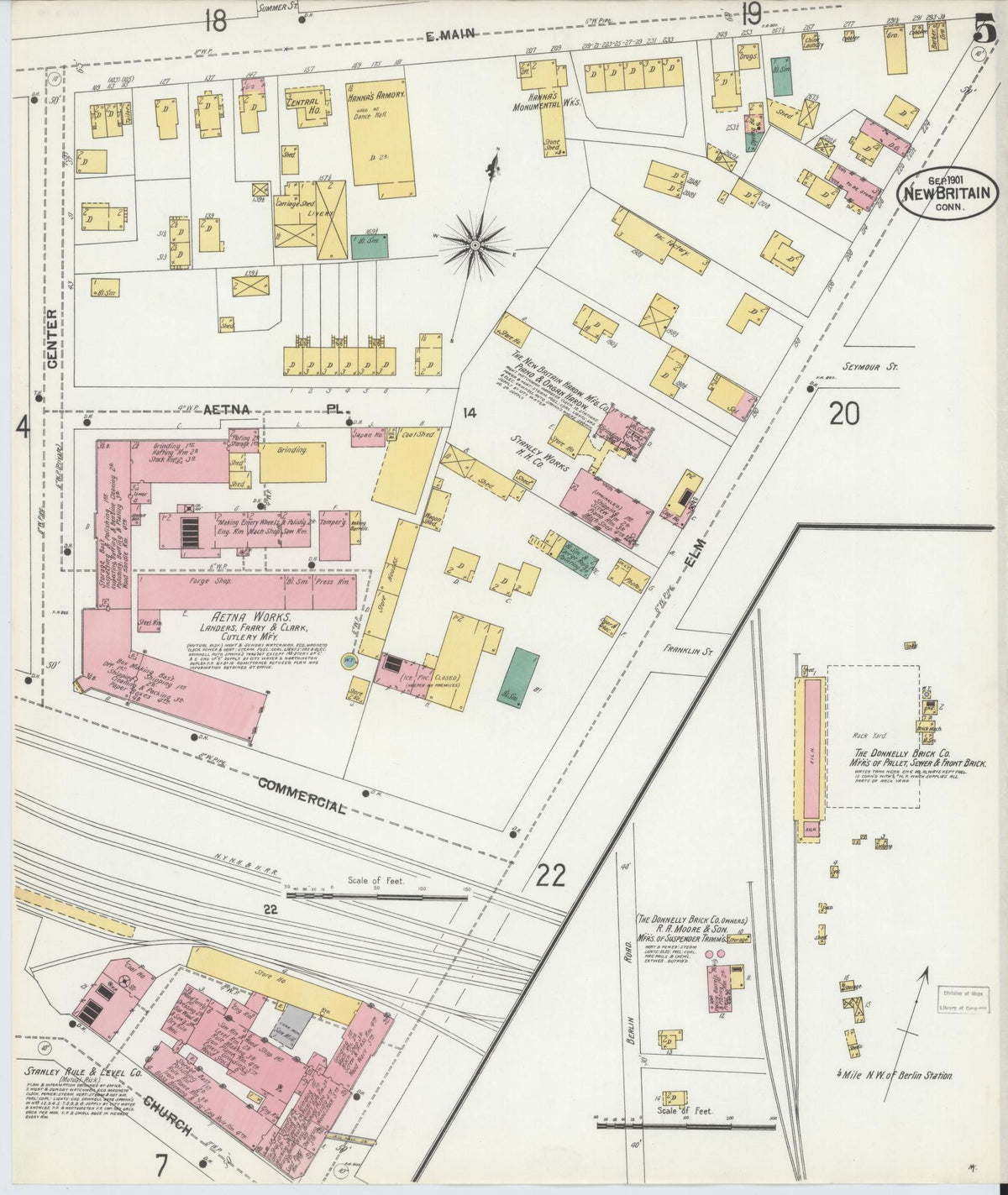 Sanborn Fire Insurance Map from New Britain, Hartford County, Connecticut (1901), Sheet #0005 - Complete Map Set gallery image, historic Sanborn map, vintage wall art, Connecticut Connecticut