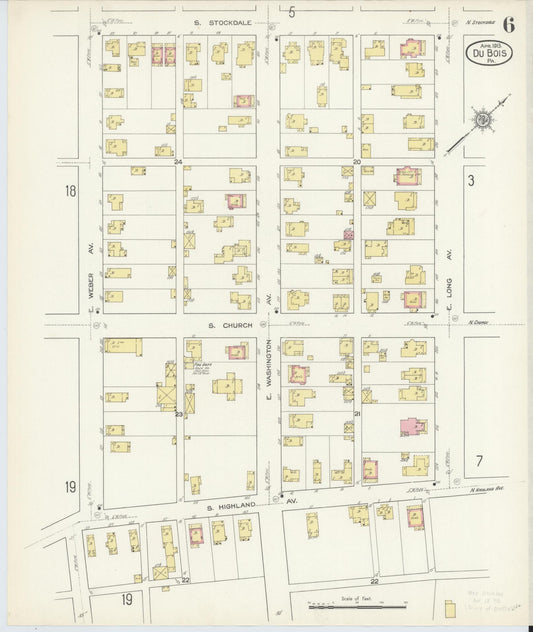 Sanborn Fire Insurance Map from Du Bois, Clearfield County, Pennsylvania (1913), Sheet #0006 - Historic Sanborn Fire Insurance Map Print, vintage old map wall art, antique decor, genealogy gift, Pennsylvania Pennsylvania map