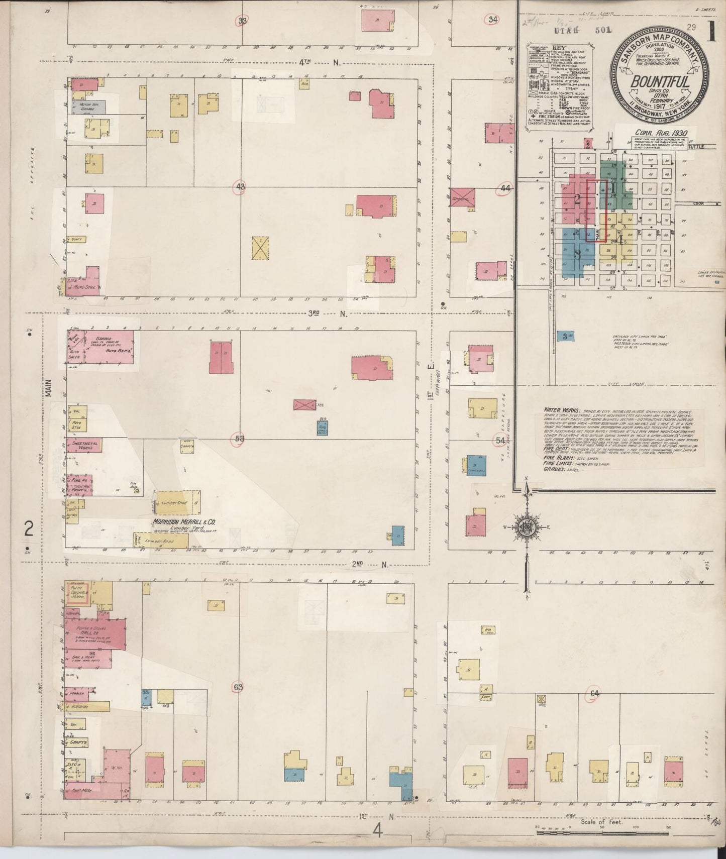 Sanborn Fire Insurance Map from Bountiful, Davis County, Utah (1930), Sheet #0001 - Complete Map Set gallery image, historic Sanborn map, vintage wall art, Utah Utah