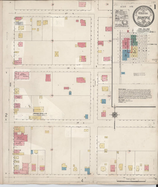 Sanborn Fire Insurance Map from Bountiful, Davis County, Utah (1930), Sheet #0001 - Complete Map Set gallery image, historic Sanborn map, vintage wall art, Utah Utah